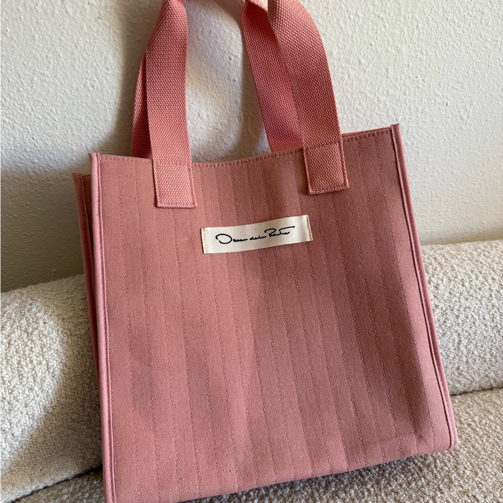 Oscar De La Renta Fragrances GWP Small Tote Bag Pink Recycled Canvas Blend